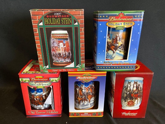(5) Budweiser Holiday Steins