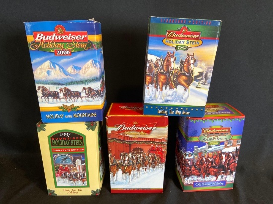 (5) Budweiser Holiday Steins