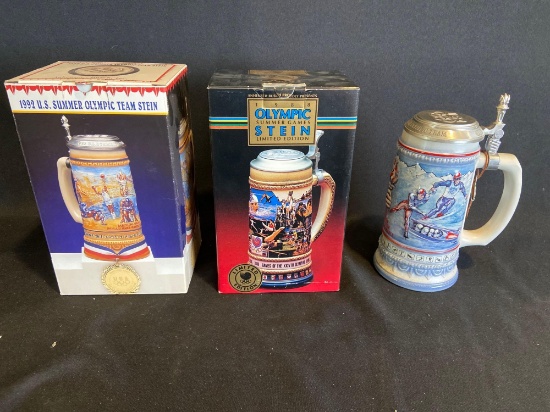 (3) Budweiser Olympic Steins