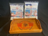 Budweiser Tray and (2) Table Cloth and Napkin Sets