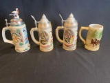 (4) Budweiser Steins