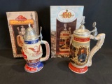 (2) Budweiser Anniversary Steins