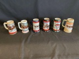 (6) Budweiser Holiday Steins