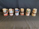 (6) Budweiser Holiday Steins