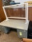 metal desk with plexiglass dividers