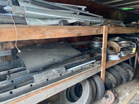 contents of shelf - aluminum windows - tires - rubber bumpers