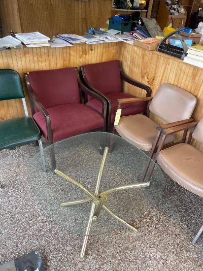 7 chairs glass top table