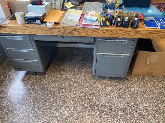 steel desk with wood top