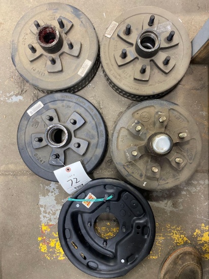 assorted trailer drum hubs and drum brake