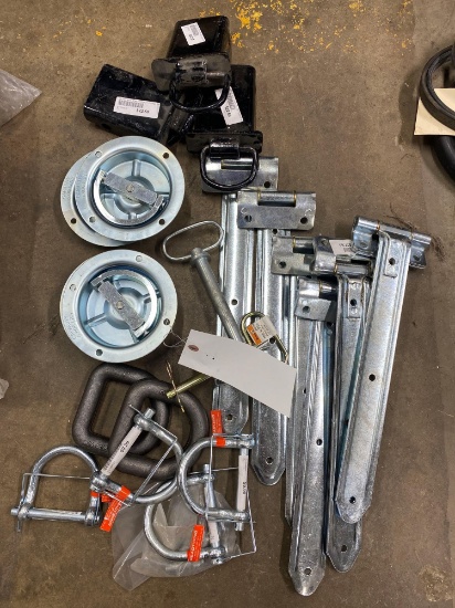 hitch pins, hinges, tie downs, new