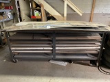 Heavy duty steel rack on wheels, with full plexiglass sheets and sheet metal, large lot
