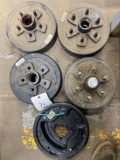assorted trailer drum hubs and drum brake