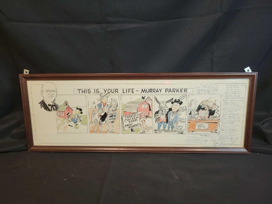 Murray Parker frames print with signatures