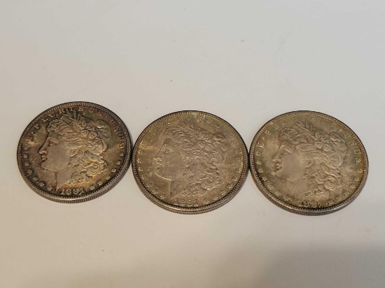 (3) 1881 S Morgan silver dollars, bidding per coin x3