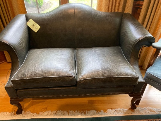 Ethan Allen leather loveseat ball and claw feet