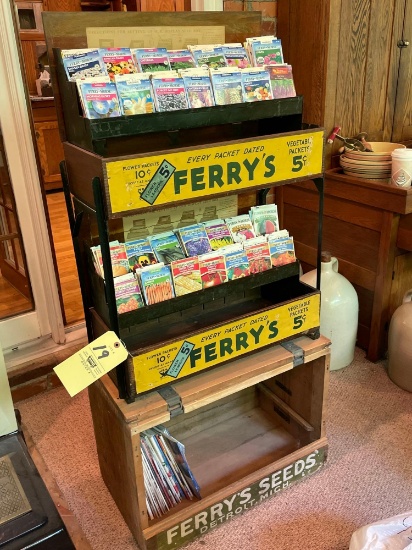 Ferry's seed packet store display and wood box