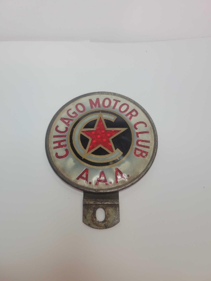 Chicago Motor Club A.A.A Automobile Badge with plastic face