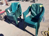 7 plastic chairs with covers