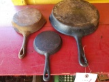 3 cast iron skillets