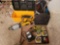 Rotozip rebel, work light, tool bag of assorted tools, box of tape measures