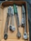 Box of assorted ratchets, Mac, Armstrong, Kobalt, extensions