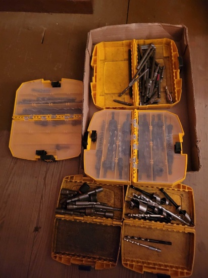 5 DeWalt bit cases with drill bits