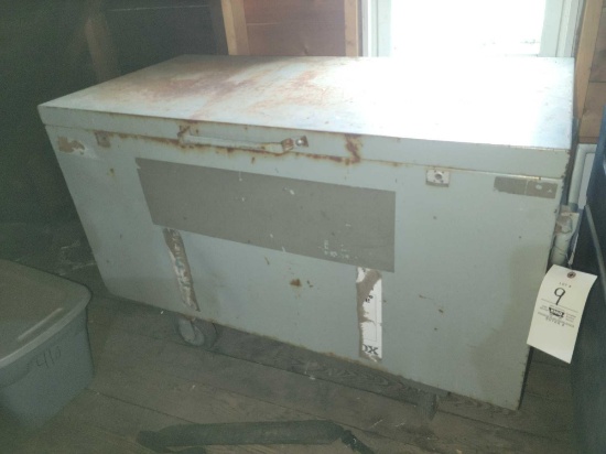 Metal job box on casters