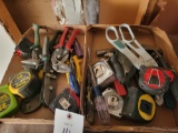 2 Boxes of tape measures, cutters and snips