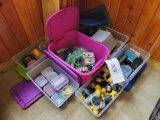 Small totes of electrical hardware, tape, plugs, connectors