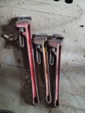 (2) 18inch and (1) 24inch pipe wrenches