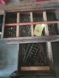 Wood box of assorted drill and auger bits