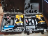DeWalt 18v cordless drill with cases and bits, no chargers included