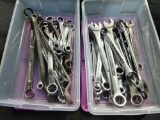 2 Small totes of Craftsman, proto, pilot box end wrenches