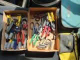 2 Boxes of nut drivers, allen wrenches, side cuts and tool bags