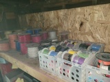Large lot of various wire spools