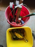 2 Buckets of hand tools, bender, clevises