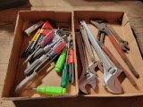 2 boxes of crescent wrenches, allen wrenches, drivers
