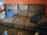 3 cushion reclining microfiber sofa