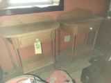 Pair of matching oak side tables with drawers