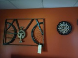 Bike theme metal wall art, Harley clock, hummingbird print