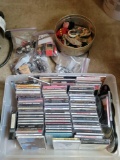 Harley toy bikes, tote of assorted cds