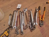 Assorted wrenches, crescents, bolt cutters