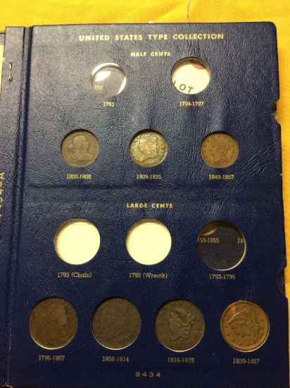 United States type set small coins partial book. sells as one.