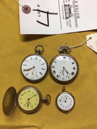 4 assorted pocket watches.
