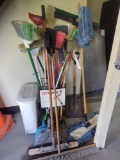 Assorted Broms, Mops, Shovel and Scrapper Blades