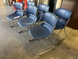 blue metal & plastic stackable chairs