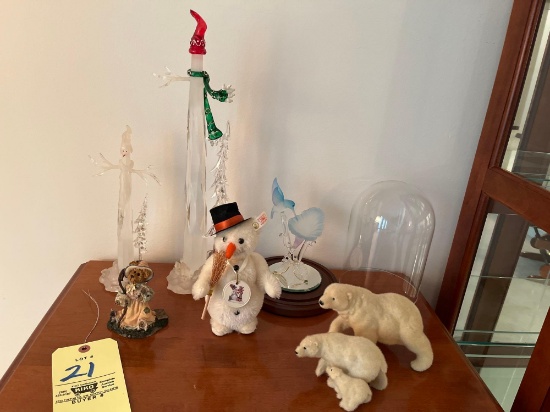 Hummel snowman, Boyd's Bears, glass hummingbird, polar bears