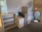 File cabinets, 2 door cabinet, fan, shelves