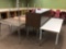 Eight assorted student tables