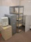 Dehumidifier, two metal file cabinets, table and shelf